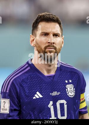 DOHA - Lionel Messi of Argentina during the FIFA World Cup Qatar 2022 group C match between Poland and Argentina at 974 Stadium on November 30, 2022 in Doha, Qatar. AP | Dutch Height | MAURICE OF STONE Stock Photo