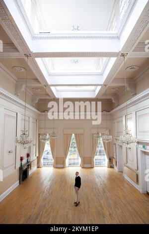 The Ballroom at De Grey Rooms in St Leonards Place in York,North Yorkshire. One of the York’s amazing historical buildings to be opened over the weeke Stock Photo