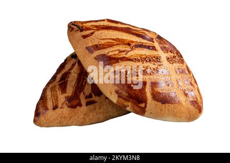 Turkish pastry product pogaca on isolated white background Stock Photo