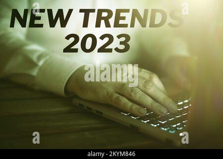 Conceptual display New Trends 2023. Word Written on general direction in which something is developing Stock Photo
