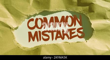 Handwriting text Common Mistakes. Word for actions that are often used interchangeably with error Stock Photo