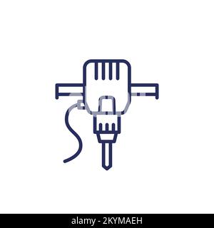 jackhammer line icon, power tool Stock Vector