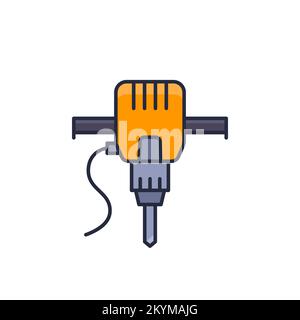 jackhammer icon with outline, power tool vector Stock Vector