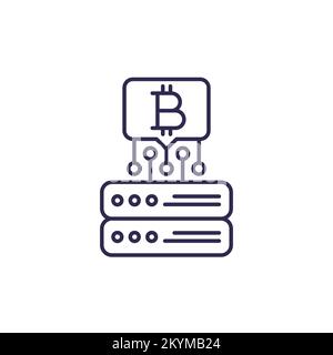 bitcoin miner line icon, vector Stock Vector