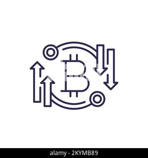 bitcoin trading line icon, vector Stock Vector