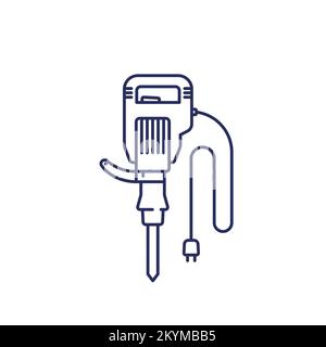 jackhammer line icon, electric power tool Stock Vector