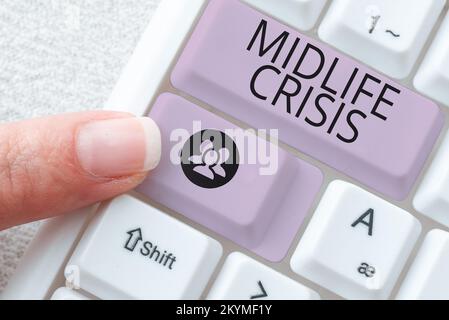 Sign displaying Midlife Crisis. Business overview Software development technique Decomposing an application Stock Photo