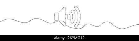 Sound volume symbol in continuous line drawing style. Line art of speaker icon. Vector illustration. Abstract background Stock Vector