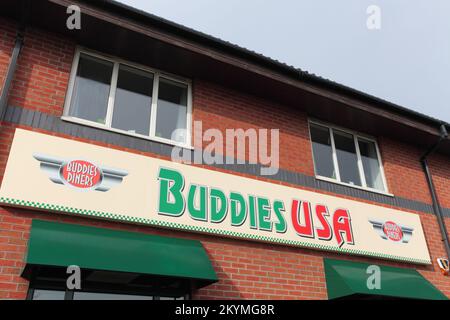 Buddies USA & Travelodge, A5 Old Stratford Roundabout, Old Stratford, Milton Keynes, MK19 6AQ Stock Photo