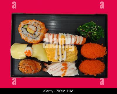 Isolated Japanese cuisine - Sushi set in Thailand Stock Photo