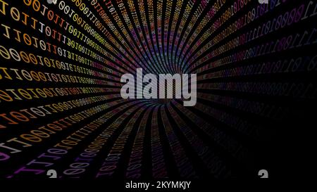 Driving Through Binary Data Tunnel Stock Photo