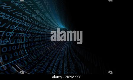 Driving Through Binary Data Tunnel Stock Photo