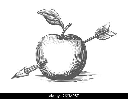 Apple with arrow engraving Stock Vector