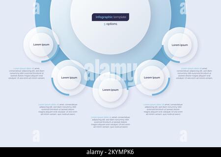 Five option circle infographic design template. Vector illustration Stock Vector