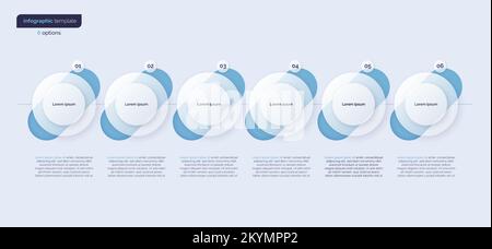 Vector gradient minimalistic infographic template composed of 6 circles Stock Vector