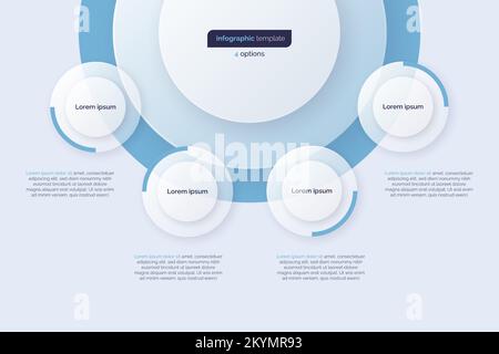 Four option circle infographic design template. Vector illustration Stock Vector
