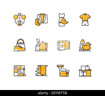 Things to donate - modern colorful line design style icons Stock Vector