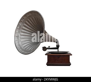 Vintage gramophone isolated on white background Stock Photo