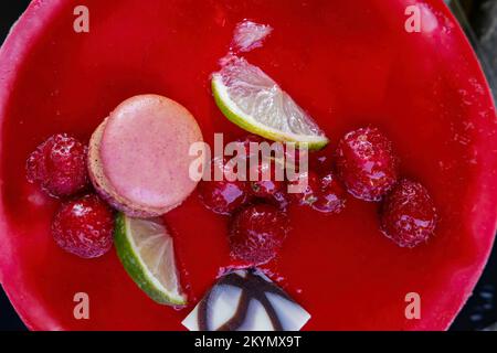 jelly fruit cake with a macaroon Stock Photo
