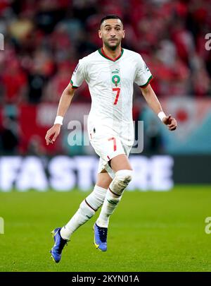 Morocco's Hakim Ziyech during the FIFA World Cup Group F match at the Al Thumama Stadium, Doha, Qatar. Picture date: Thursday December 1, 2022. Stock Photo