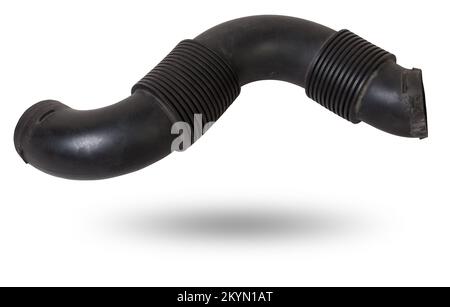 Air duct to the filter of intake manifold of the car engine from textured material and black plastic to condition the air and prevent dust from enteri Stock Photo