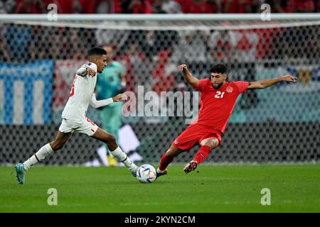Doha, Qatar. 1st Dec, 2022. the Group F match between Canada and Morocco at the 2022 FIFA World Cup at Al Thumama Stadium in Doha, Qatar, Dec. 1, 2022. Credit: Xin Yuewei/Xinhua/Alamy Live News Stock Photo