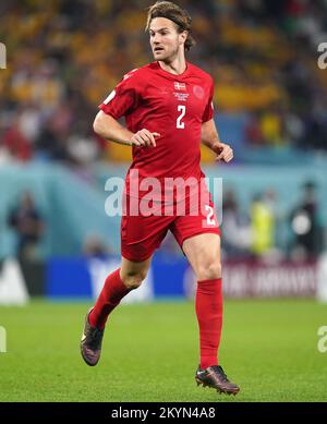 Denmark's Joachim Andersen during the FIFA World Cup Group D match at the Al Janoub Stadium in Al Wakrah, Qatar. Picture date: Wednesday November 30, 2022. Stock Photo