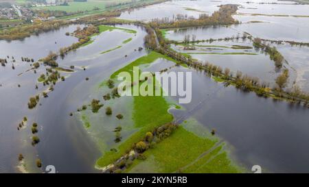 Picture dated November 27th shows the  A1101 road surrounded by flooded fields in Welney,Norfolk, on Sunday after recent heavy rain caused the River D Stock Photo