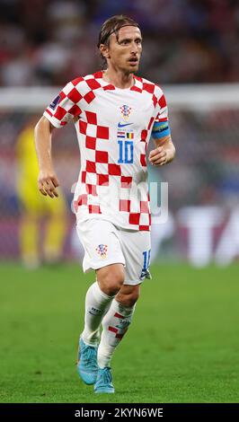 Al Rayyan, Qatar, 1st December 2022. Luka Modric of Croatia  during the FIFA World Cup 2022 match at Ahmad bin Ali Stadium, Al Rayyan. Picture credit should read: David Klein / Sportimage Stock Photo