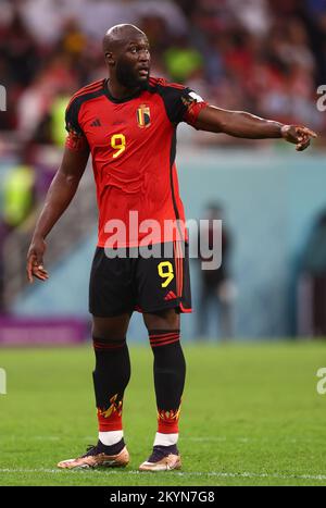 Al Rayyan, Qatar, 1st December 2022.  Romelu Lukaku of Belgium during the FIFA World Cup 2022 match at Ahmad bin Ali Stadium, Al Rayyan. Picture credit should read: David Klein / Sportimage Stock Photo