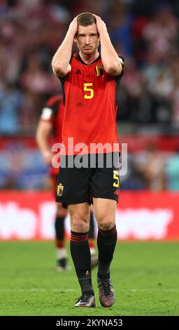 Al Rayyan, Qatar, 1st December 2022.  Jan Vertonghen of Belgium during the FIFA World Cup 2022 match at Ahmad bin Ali Stadium, Al Rayyan. Picture credit should read: David Klein / Sportimage Stock Photo