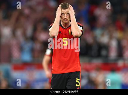 Al Rayyan, Qatar, 1st December 2022.  Jan Vertonghen of Belgium during the FIFA World Cup 2022 match at Ahmad bin Ali Stadium, Al Rayyan. Picture credit should read: David Klein / Sportimage  Credit: Sportimage/Alamy Live News  Stock Photo