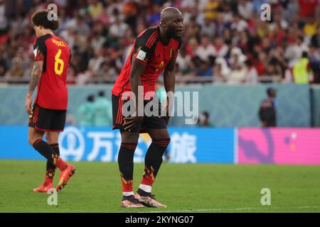 Doha, Qatar, 01/12/2022, Belgium's Romelu Lukaku shows deception at a soccer game between Belgium's national team the Red Devils and Croatia, the third and last game in Group F of the FIFA 2022 World Cup in Al Rayyan, State of Qatar on Thursday 01 December 2022. BELGA PHOTO VIRGINIE LEFOUR Stock Photo