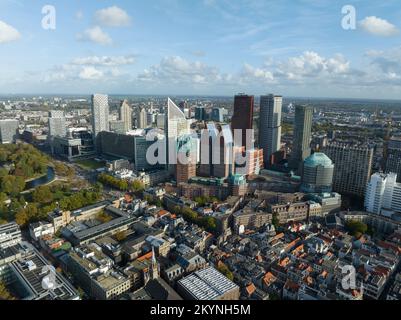 The Hague urban skyline of the center in The Netherlands south Holland, houses dutch government embassier ministires and supreme court and royal Stock Photo