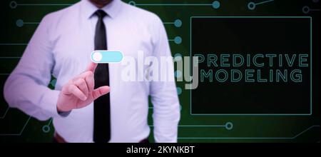 Conceptual display Predictive Modeling. Word Written on maintenance strategy driven by predictive analytics Stock Photo