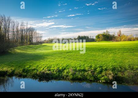 Idyllic view of beautiful green grass on golf course Bentwoud, not far from the city of Zoetermeer, The Netherlands Stock Photo