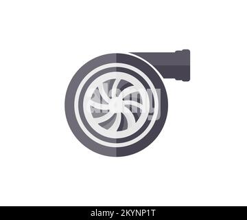 Car turbocharger, Auto part turbo engine logo design. Turbo charger on car engine car. Auto part turbo engine technology concept. Stock Vector