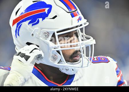 DETROIT, MI - NOVEMBER 24: Detroit Lions Running Back (42) Justin Jackson  receives the opening kickoff in the game between Buffalo Bills and Detroit  Lions on November 24, 2022 in Detroit, MI (