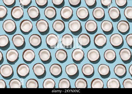 coconuts on a blue background. Stock Photo