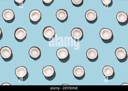 coconuts on a blue background. Stock Photo