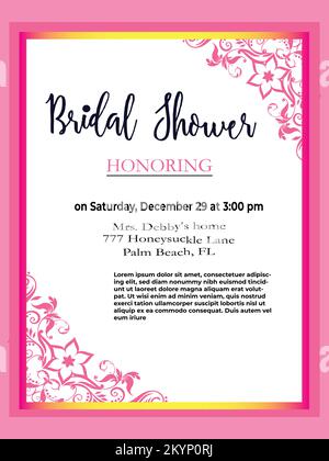 Simple invitation card vector design with floral and Leaves, gradient on the background Stock Vector