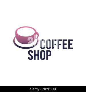 Simple creative coffee shop logo icon on white a background Stock Vector