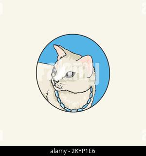 Vector Artwork of a cat face icon with a circle on clean background Stock Vector