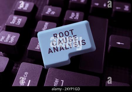 Conceptual caption Root Cause Analysis. Word for Method of Problem Solving Identify Fault or Problem Stock Photo