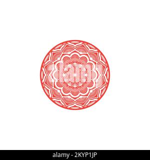 Ornamental red vintage mandala pattern on a white background Stock Vector