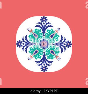 Ornament flower mandala vector pattern on a magenta background Stock Vector
