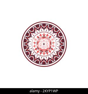 Handmade rose with a circle mandala design on a white background Stock Vector