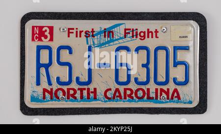 NORTH CAROLINA License Plate Plasma Cut Map Sign, FIRST IN FLIGHT