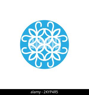 Logotype mandala vector template design on sky color with white background Stock Vector