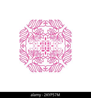 Pink color mandala flower craft design with white background Stock Vector